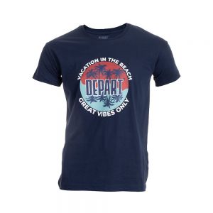 T-SHIRT HOMME DEPART  BLEU MARINE 100% COTON