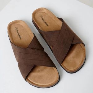 MULES THREADBARE ATLANES HOMME CUIR CHOCOLATE