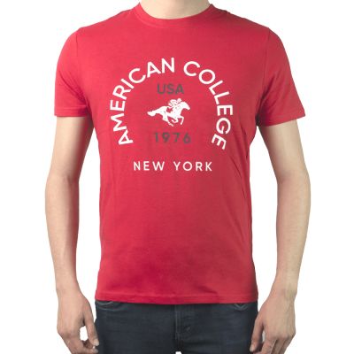 T-SHIRT AMERICAN COLLEGE ROUGE