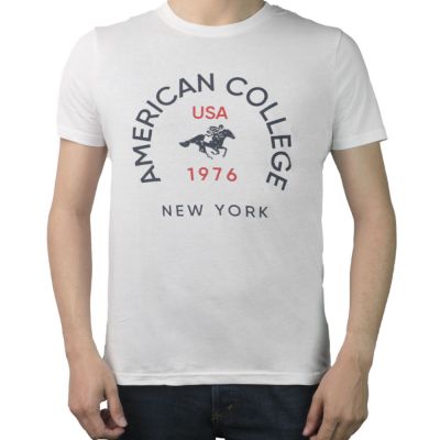 T-SHIRT AMERICAN COLLEGE BLANC